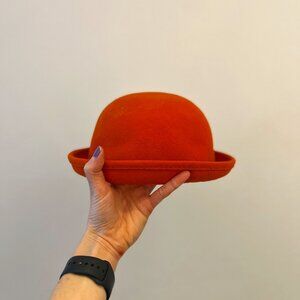 Bowler Hat, 100% Wool, Orange